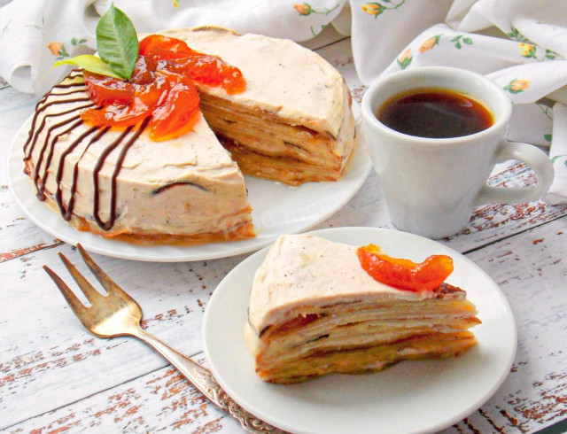Млинцевий торт зі сметанним кремом рецепт з фото покроково 