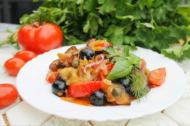 Капоната по сицилійськи овочева з баклажанів рецепт з фото покроково 