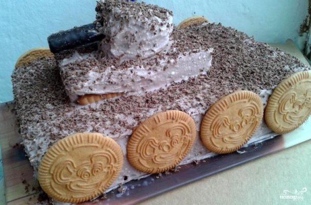 Торт Танк з печива на 23 лютого рецепт з фото покроково 