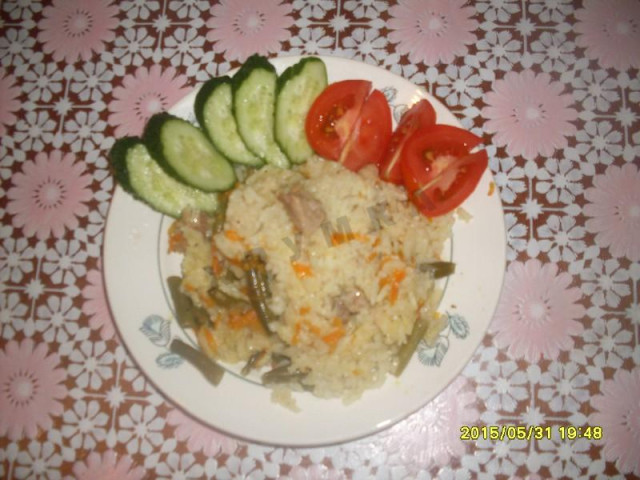 Рис з м'ясом і овочами в мультиварці рецепт з фото покроково 