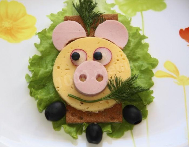 Новорічний бутерброд в рік Свині рецепт з фото 