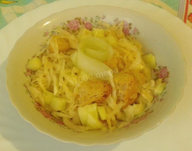 Салат з квашеної капусти і сухариків рецепт з фото крок за кроком 