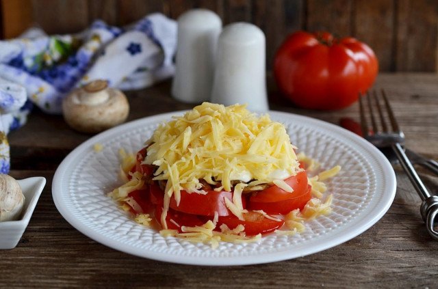 Салат помідори гриби сир рецепт з фото покроково