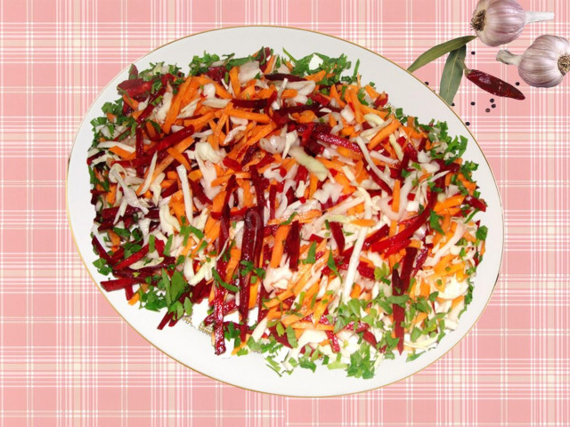 Салат красуня зі свіжих овочів рецепт з фото 