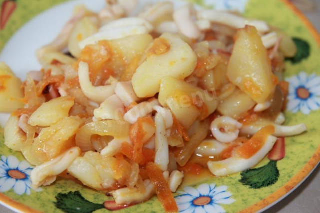 Картопля з кальмарами рецепт з фото покроково 