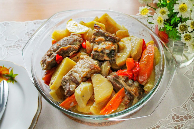 Овочеве рагу з м'ясом кабачками і картоплею рецепт з фото покроково 