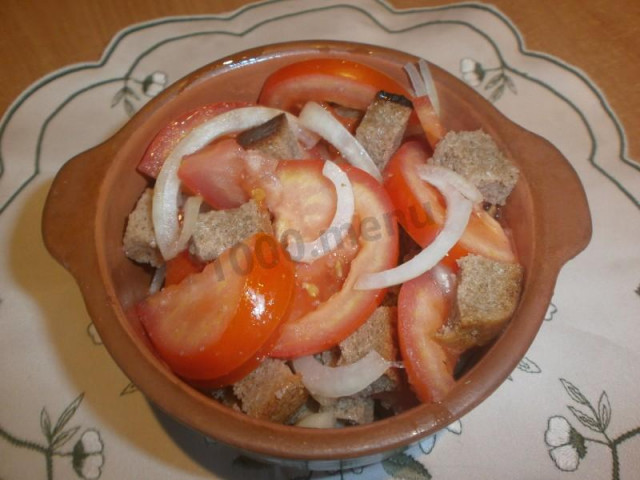 Хлібний салат з помідорами рецепт з фото покроково 