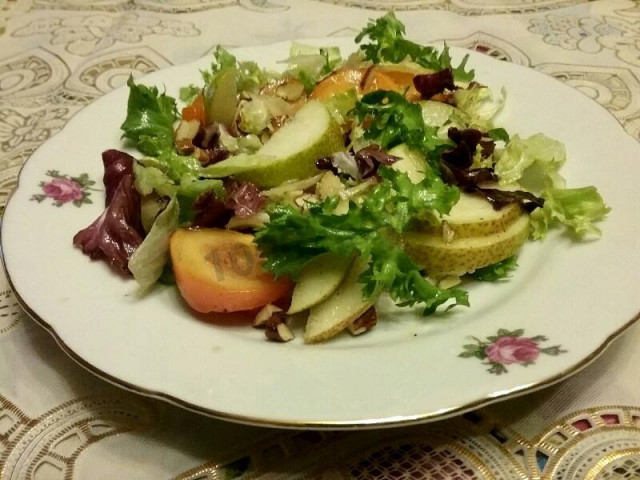 Салат з хурмою і грушею рецепт з фото покроково 