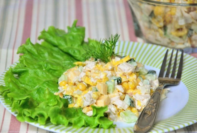 Салат з яєчними млинцями куркою сиром рецепт з фото покроково 