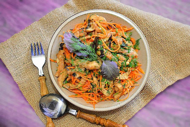 Корейський салат з курки з зеленню і морквою рецепт з фото 