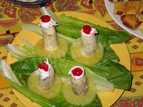 Салат Дитячий на день народження банани-свічки рецепт з фото 