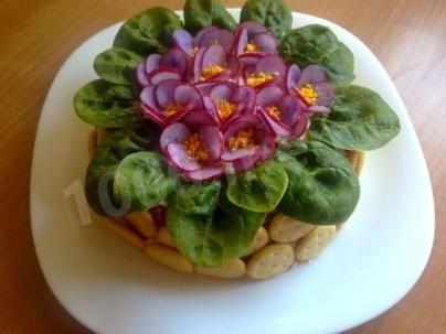 Салат фіалка з грибами корейською морквою рецепт з фото 