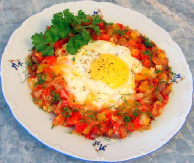 Яєчня яєчня з овочами і зеленню рецепт з фото покроково 