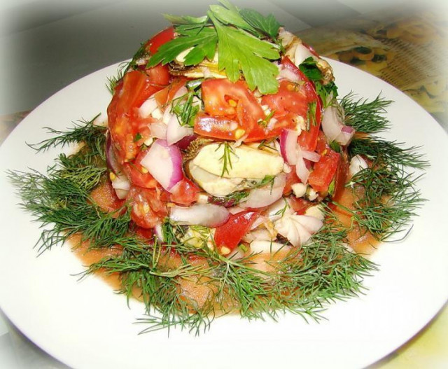 Салат з мідій з помідорами рецепт з фото покроково 