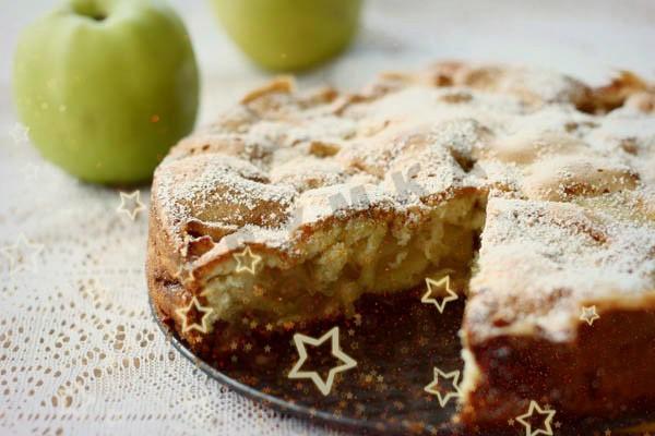 Яблучний пиріг з корицею на сковороді рецепт з фото покроково 