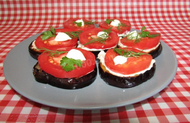 Закуска з баклажанів і помідорів із зеленню і майонезом рецепт з фото покроково і відео 