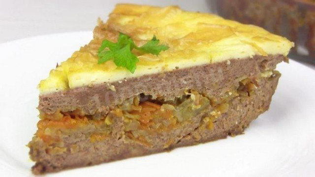 Лінивий печінковий пиріг з овочами і сметанною заливкою рецепт з фото покроково 