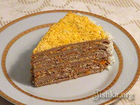 Печінковий торт з морквою і цибулею рецепт з фото покроково 