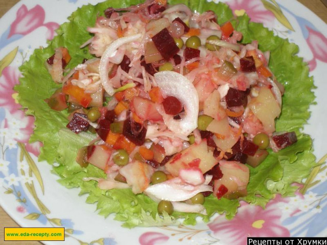 Салат з варених овочів і квасолі рецепт з фото покроково 