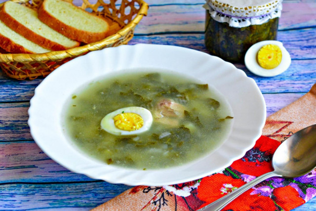 Зелений суп з щавлем яйцем і куркою рецепт з фото покроково 