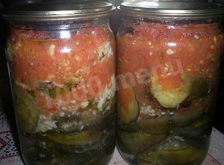 Баклажани з помідорами, часником і оцтом на зиму рецепт з фото 