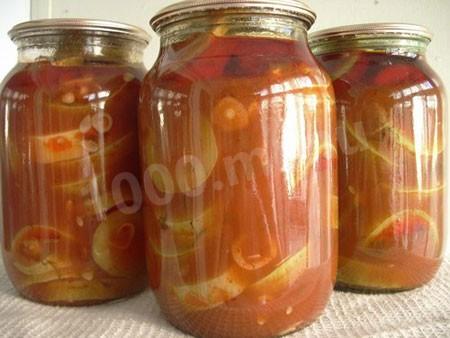 Салат зимові заготовки Кабачки в томатному соусі рецепт з фото 