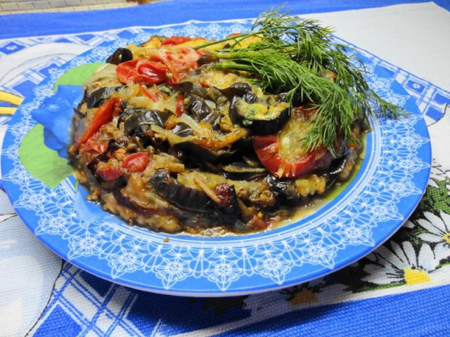 Тушковані баклажани з помідорами в мультиварці рецепт з фото покроково 