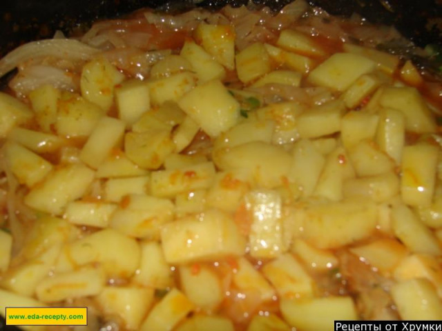 Рагу з картоплі тушковане з капустою і пастою на сковороді рецепт з фото покроково 