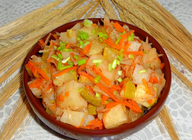 Кабачки з капустою і картоплею в мультиварці рецепт з фото покроково 