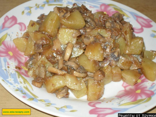 Картопля тушкована з грибами і цибулею рецепт з фото покроково 