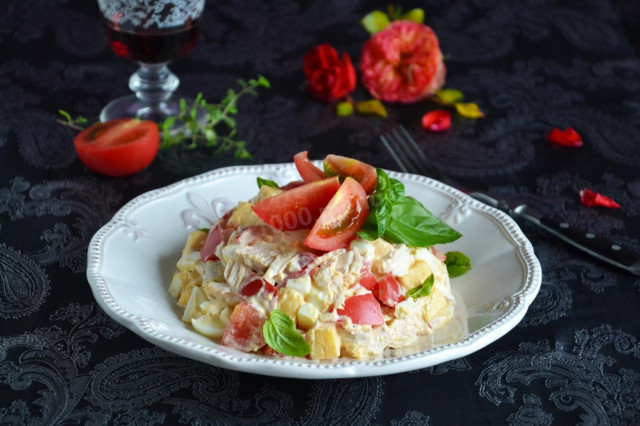 Салат грудка куряча, сир і помідори рецепт з фото покроково і відео 