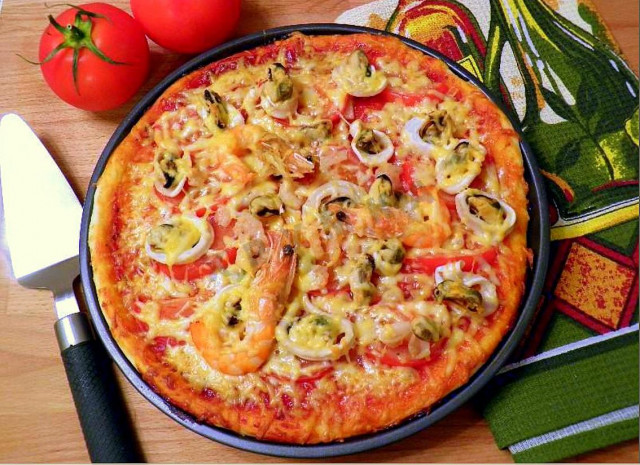 Домашня піца з морепродуктами в духовці рецепт з фото покроково 