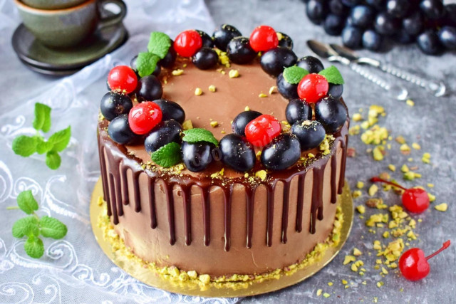 Шоколадний торт з вишнею і крем чізом рецепт з фото покроково 