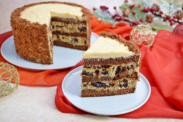 Торт з чорносливом і волоським горіхом рецепт з фото покроково 