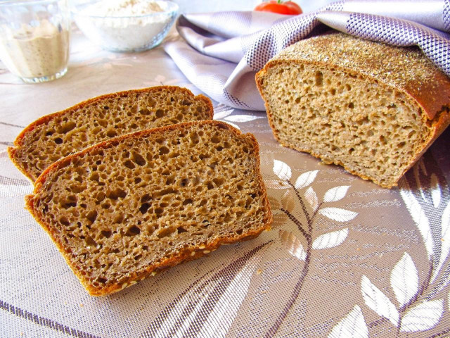 Цільнозерновий хліб на заквасці в духовці рецепт з фото 