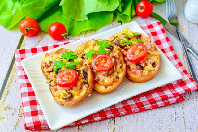 Гарячі бутерброди з грибами і сиром в духовці рецепт з фото покроково 