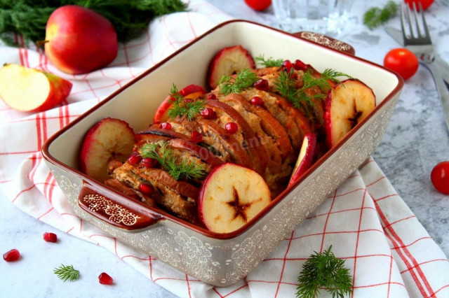 Свинина з яблуками в духовці запечена рецепт з фото покроково 