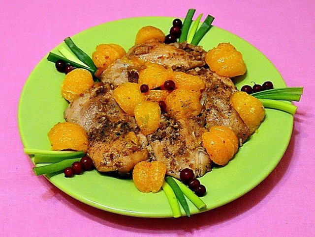 Курка з мандаринами в духовці рецепт з фото покроково 
