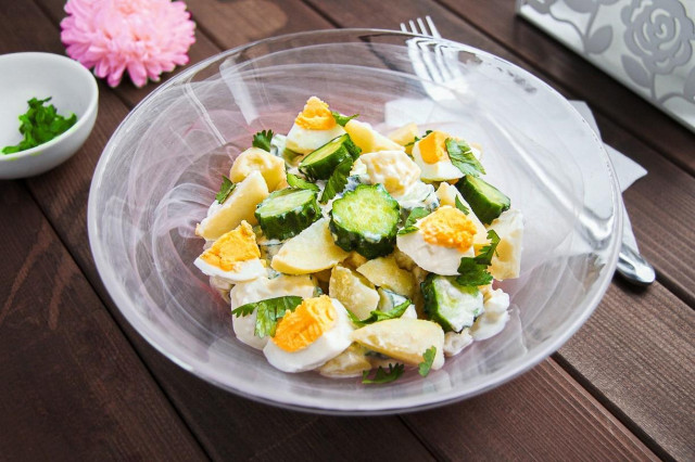 Салат з солоними огірками яйцями і картоплею рецепт з фото покроково 