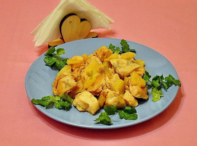 Куряче філе з ананасами і кетчупом в духовці рецепт з фото покроково 