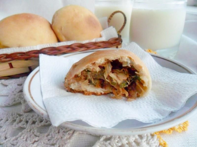 Дріжджові пиріжки з капустою і яйцем в духовці рецепт з фото покроково 