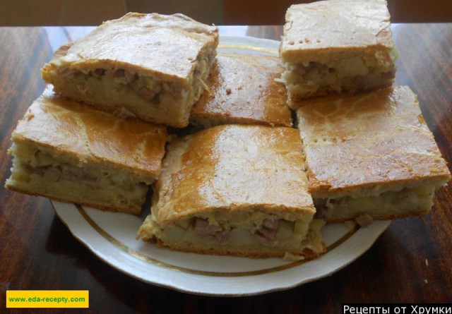 Пиріг з м'ясом і картоплею в духовці рецепт з фото покроково 