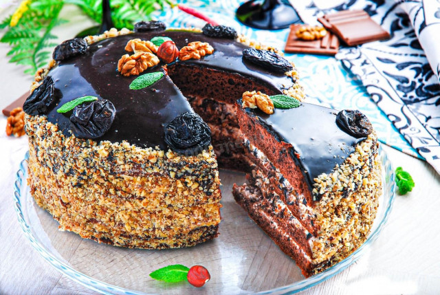 Шоколадний торт з волоськими горіхами рецепт з фото покроково 
