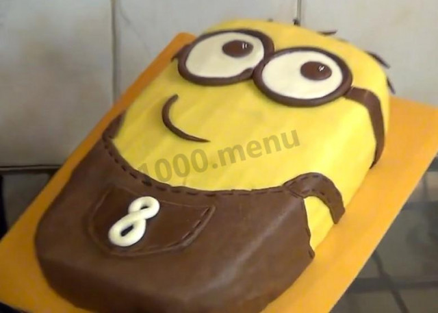 Торт міньйон шоколадний бісквіт з мастики рецепт з фото покроково і відео