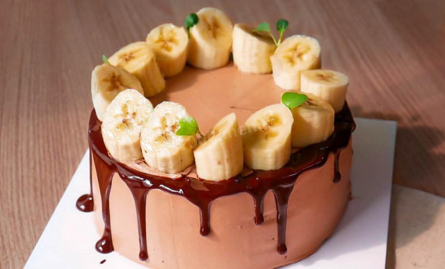 Шоколадний торт з бананами рецепт з фото покроково 