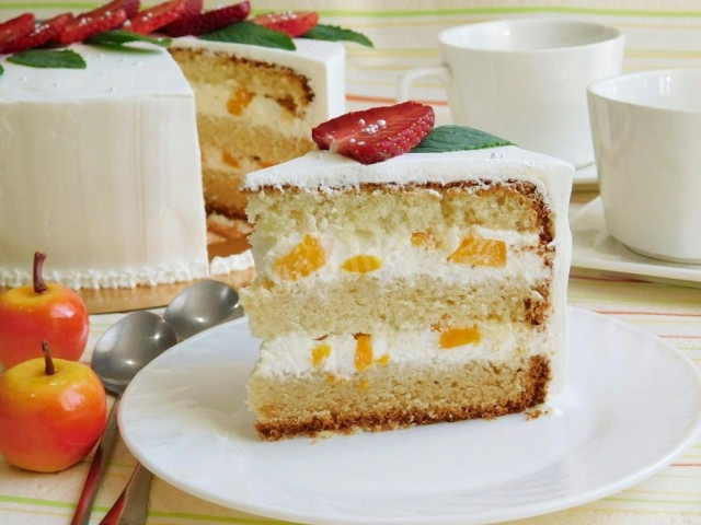 Торт з консервованими персиками рецепт з фото покроково 