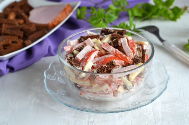 Салат з шинкою помідорами і сиром рецепт з фото покроково і відео 