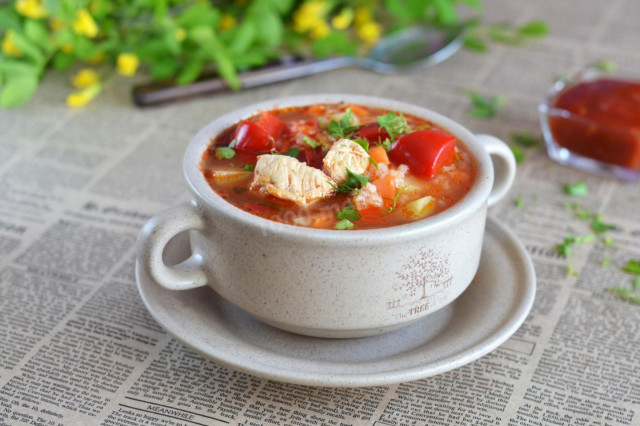 Суп з рисом томатною пастою і куркою рецепт з фото покроково і відео 