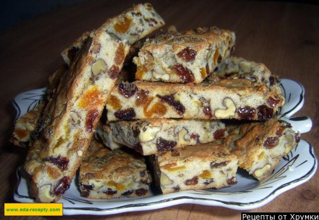 Печиво Мазурка з волоськими горіхами, родзинками і курагою рецепт з фото покроково 