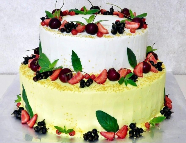Двоярусний домашній торт рецепт з фото 
